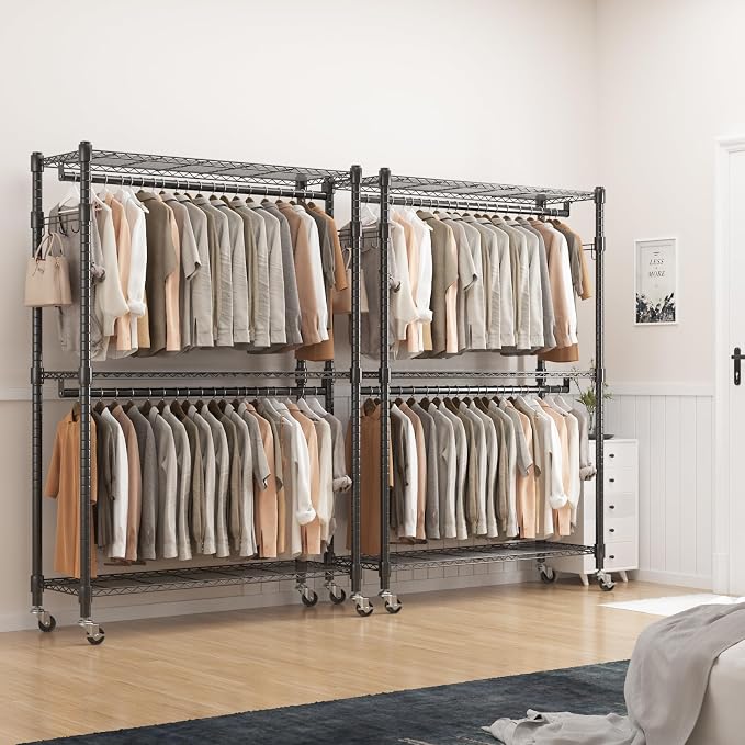 BATHWA Heavy Duty Garment Rack on Wheels, Rolling Clothes Racks - Image 7
