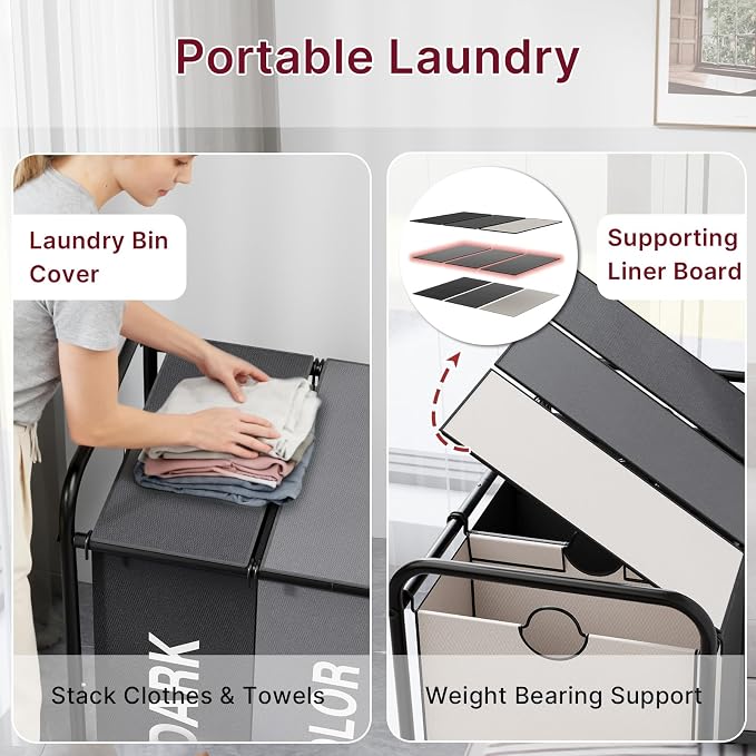 3-Compartment Laundry Cart - Image 4