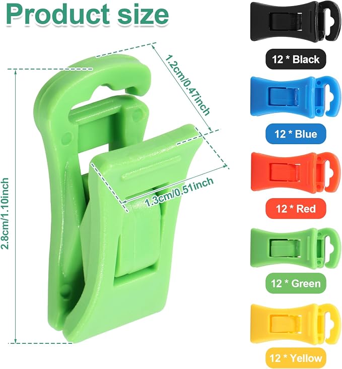 60 Pcs Stockings Clips with Hook, Colourful Clips Plastic Laundry Clip with - Image 4
