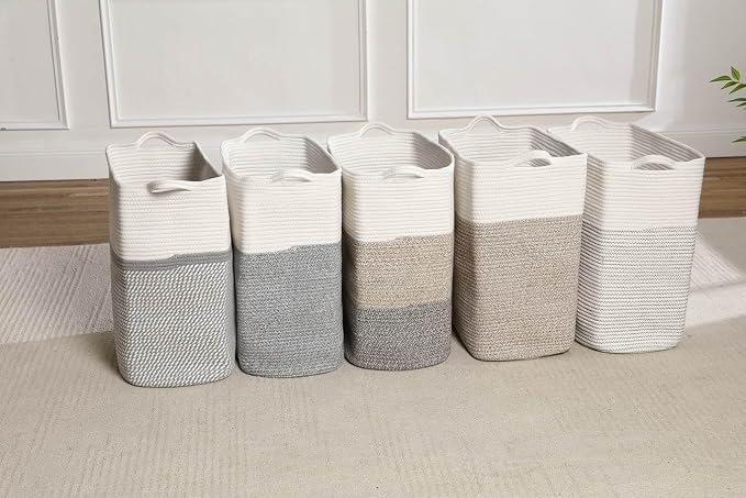 Tall Laundry Basket With Handles, Woven Cotton Rope Big Laundry Hamper Sorters - Image 5