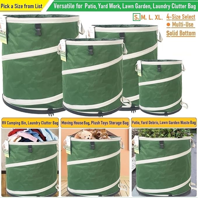 16-Gallon Collapsible Trash Can Hard-Shell Bottom Yard Garden Bag, Pop-Up Trash - Image 4