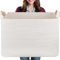 108L Extra Large Blanket Basket, 24.8" x 16.2" x 16.2" Rectangle Woven Storage by OIASKET