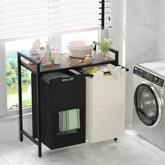 Double Compartment Laundry Basket, Laundry Sorter - Image 2