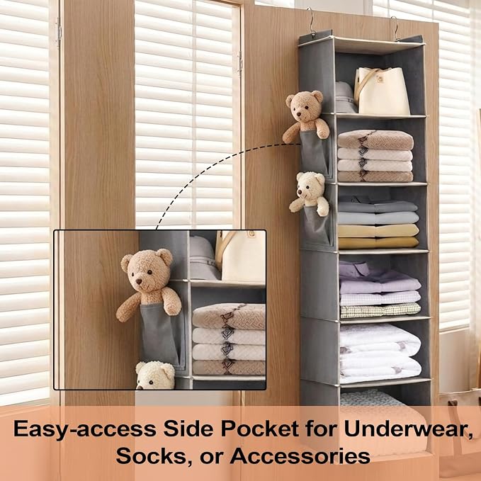 6 Tier Shelf Hanging Closet Organizer, Closet Hanging Shelf - Image 7