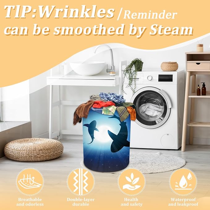 Floating Shark Laundry Basket, Sea Animals Laundry Hamper Foldable Waterproof - Image 5