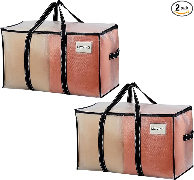 VENO 2 Pack Clear Storage Moving Bags, Heavy Duty Storage Bins by Veno