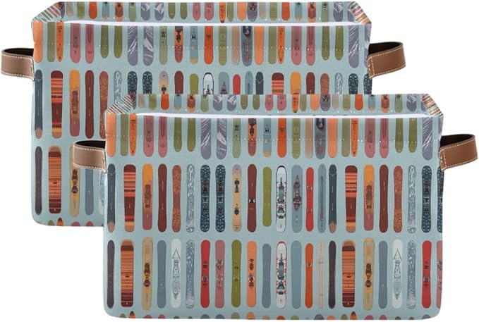 Pfrewn Storage Basket Bins Foldable Skis Snowboards Laundry Hamper Box Organizer - Image 2