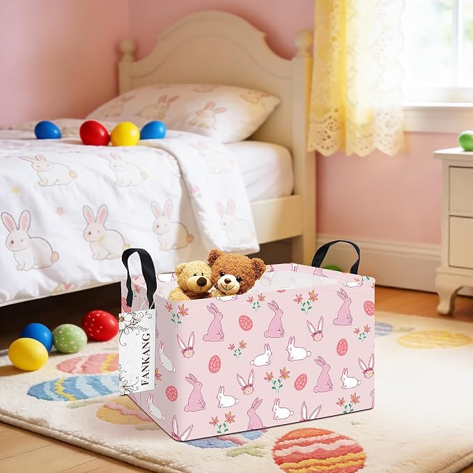 FANKANG Storage Bins, Nursery Hamper Canvas Laundry Basket Foldable - Image 5