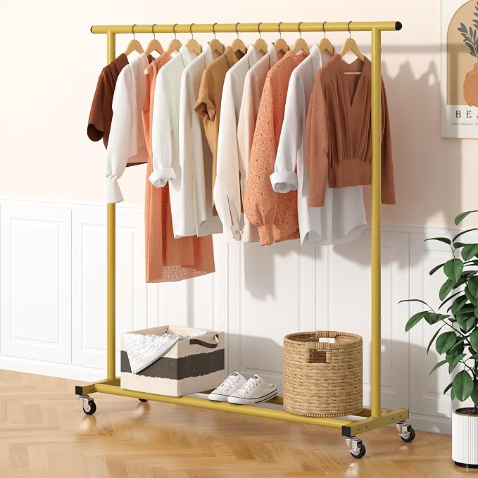 Buzowruil Metal Rolling Clothing Rack Adjustable Freestanding Garment Organizer - Image 3