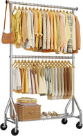 Heavy Duty Clothes Rack, Double Rod Clothing Rack by HYSEYY
