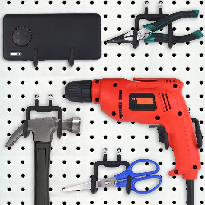Hotop 4 Pieces Pegboard Hooks Pegboard Drill Holder Peg Board Hooks - Image 7