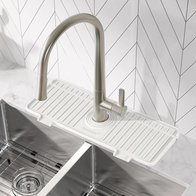 Kitchen Sink Splash Guard, Silicone Faucet Guard & Draining Mat, Bathroom and - Image 8