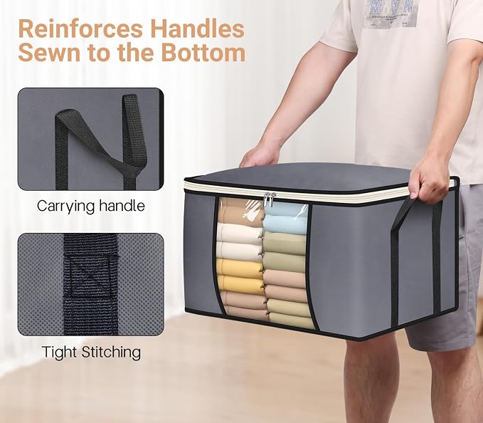 SLEEPING LAMB 65L Clothes Storage Bag, Breathable Blanket Storage Container and - Image 3
