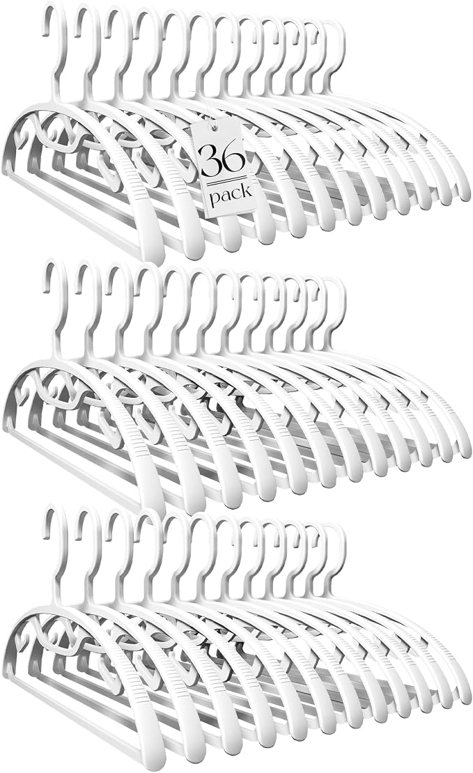 HOUSE DAY Plastic Clothes Hangers 36 Pack, Sweater Hangers No Shoulder Bump by HOUSEDAY