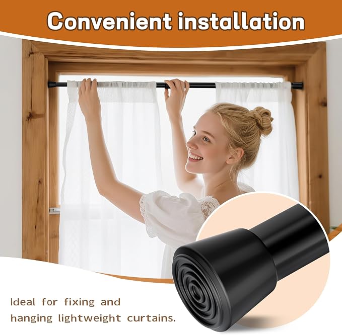 Spring Tension Rods 29-42 Inches Adjustable Small Short Curtain Rod No Drill - Image 5
