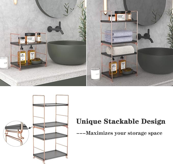 2-Tier Countertop Organizer Cosmetic Storage Rack Vanity Tray Stackable - Image 4