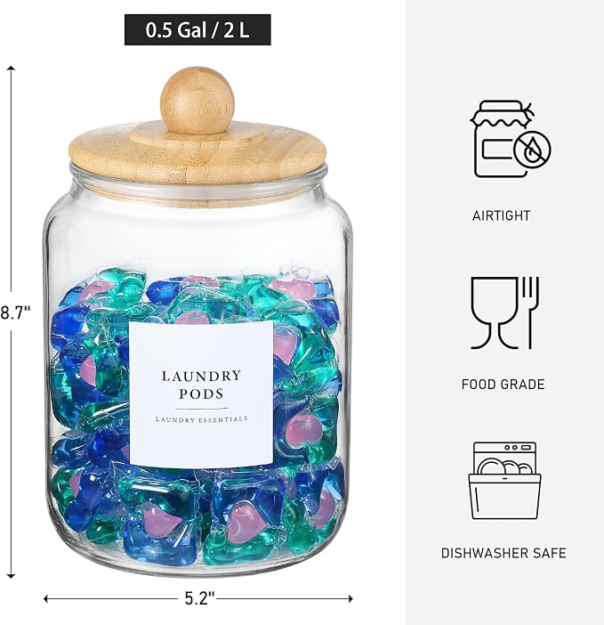 4 Pack Glass Jars with Bamboo Lids and Labels, Glass Containers - Image 6