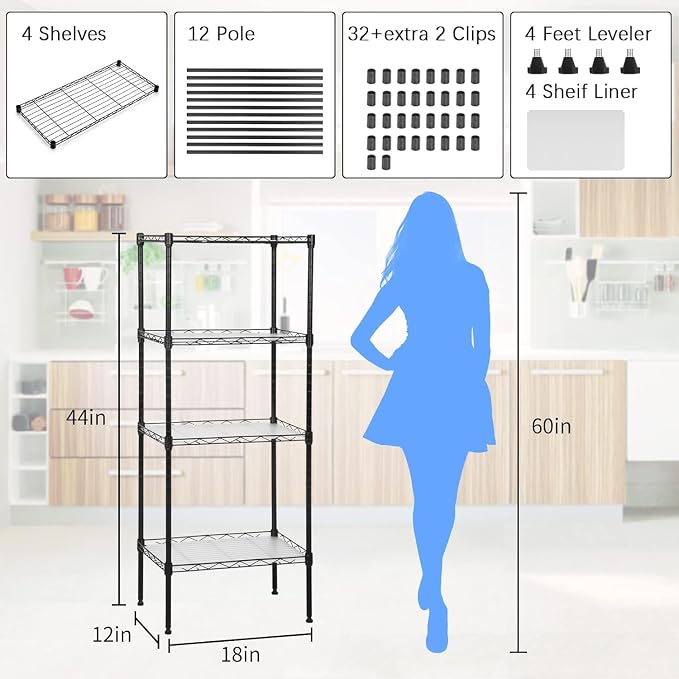Meet perfect 4-Tier Wire Shelving Unit - Image 6