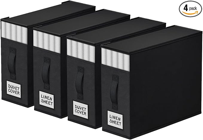 4 Pack Bed Sheet Closet Organizers and Storage, Sturdy Foldable Storage by StorageTastic