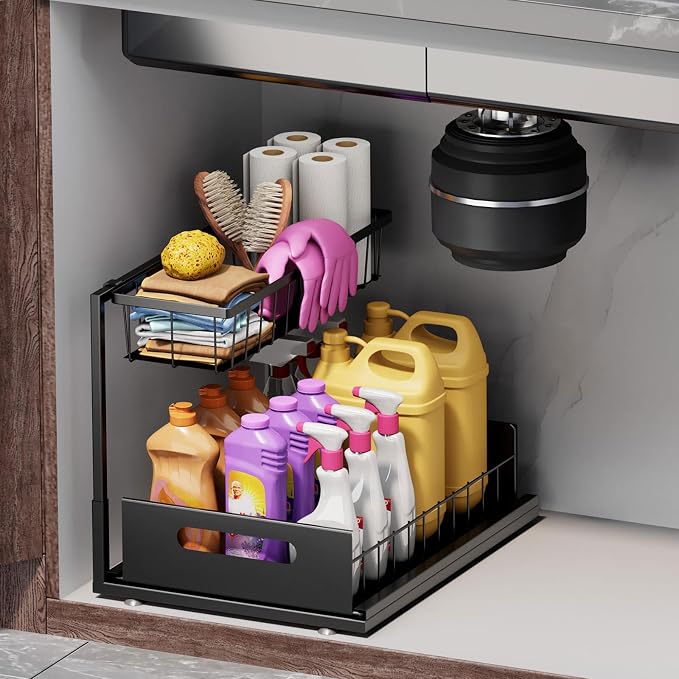 Under Sink Organizers and Storage 2 Tier Slide Out Kitchen Cabinet Organizer by ceetug