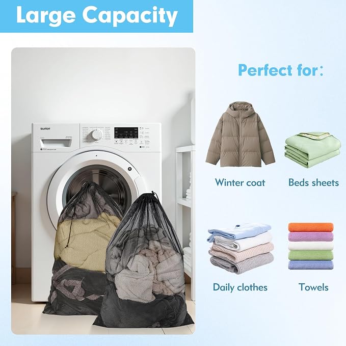 2 Pcs Mesh Laundry Bags, 24x35 Inches Large Mesh Laundry Bag - Image 3