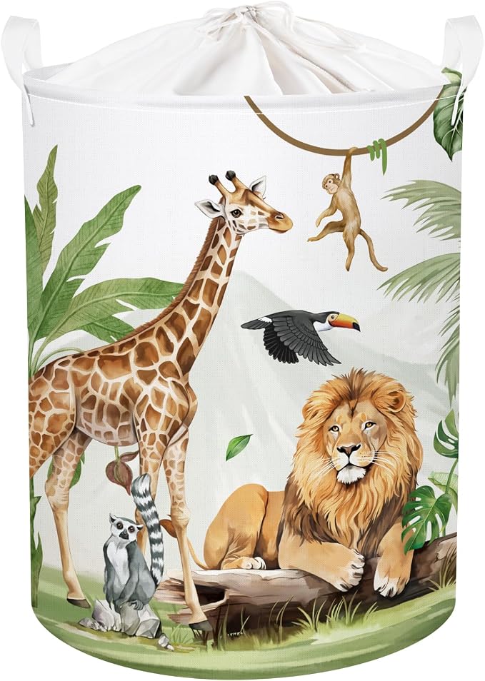 Safari Animals Baby Laundry Hamper Collapsible Clothes Kids Storage Basket by HUUMONSS