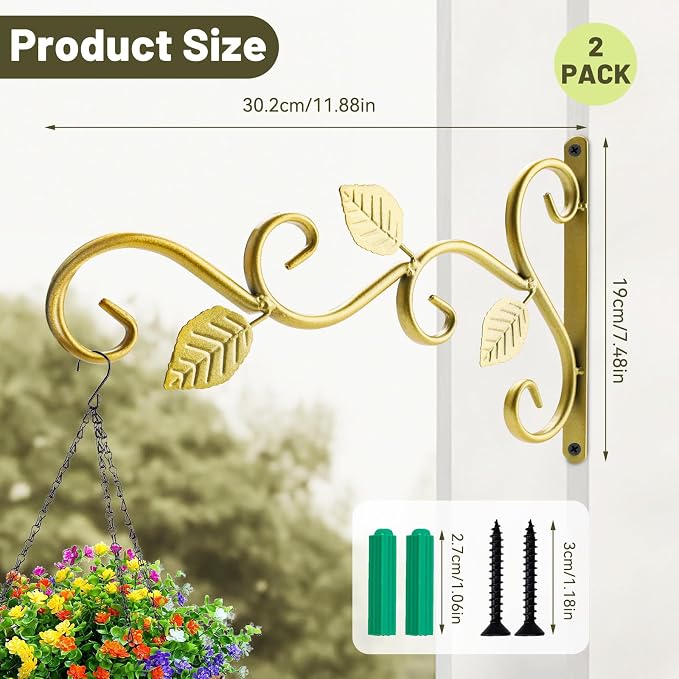 2Pack Hanging Plant Bracket Hooks, Wall Hooks - Image 2