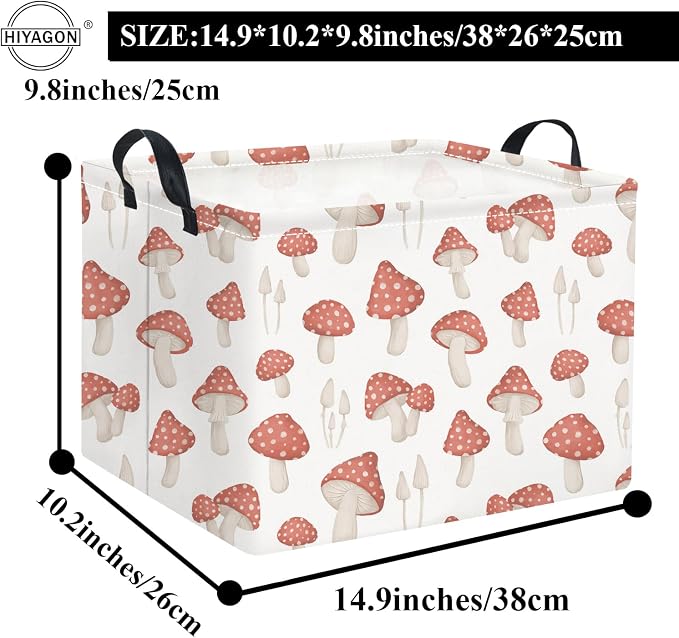 HIYAGON Rectangular Kids Basket Baby Girl Basket Fabric Storage Bin Organizer - Image 2