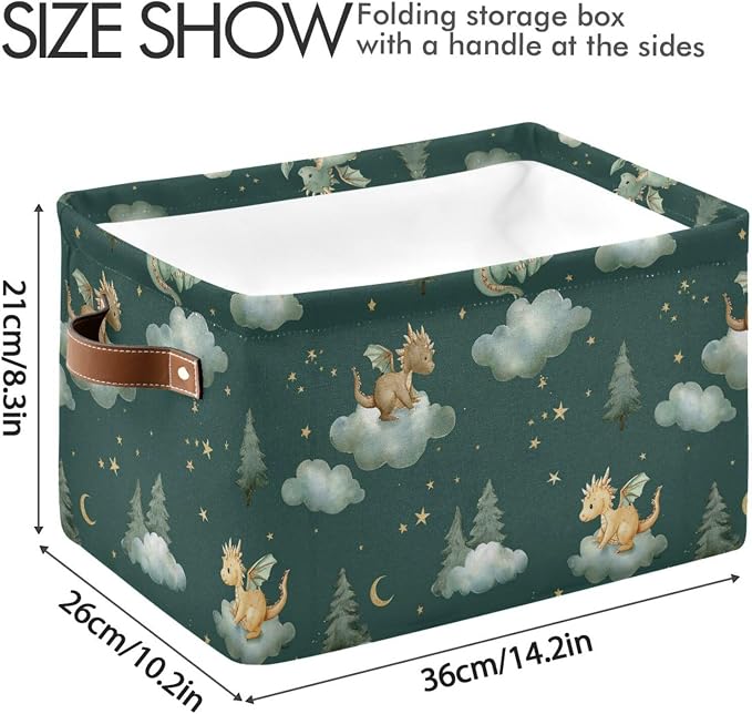 Pfrewn Storage Basket Bins Foldable Laundry Hamper Toy Dragon Baby Animals - Image 4