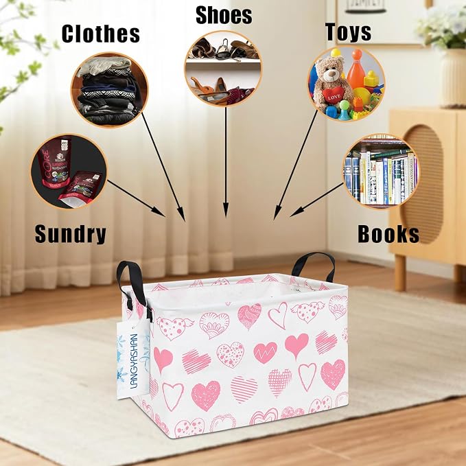 LANGYASHAN Rectangular Storage Bin Collapse Canvas Fabric Cartoon Storage Basket - Image 6