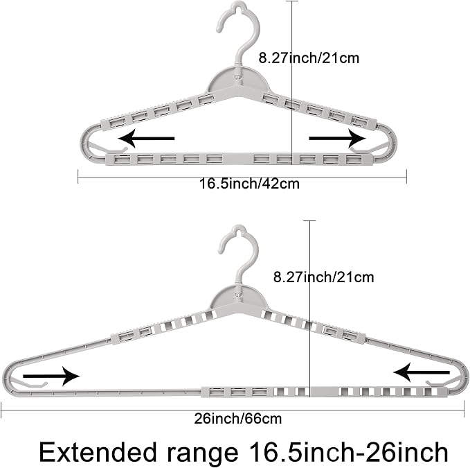 4 Pack Extra Large Hangers Enlarge Adjustable Shoulder 16.5"-26" Drying Hanger - Image 3