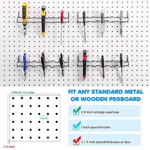 Hanaive 4 Pieces Pegboard Pliers Holder, Holds 11 Plier Per Rack, Steel - Image 3