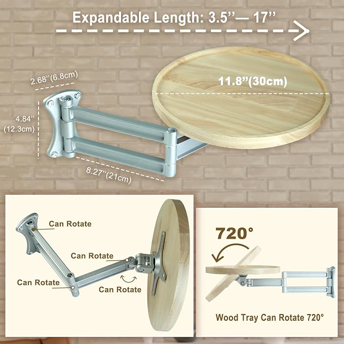 Wall Mounted Folding Table, Small Solid Wood Drop Down Floating Wall Desk - Image 5