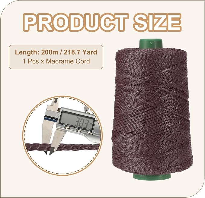 YELARXI Polyester Macrame Cord, 3mm x 219 Yards Polypropylene Macrame Cords - Image 2