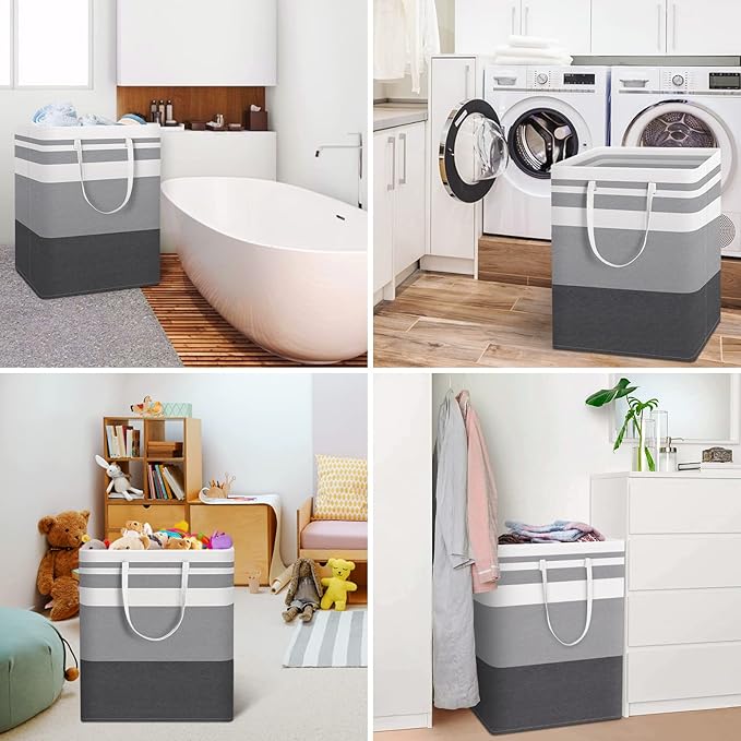 HomeHacks 4-Pack Large Laundry Basket, Waterproof, Freestanding Laundry Hamper - Image 6