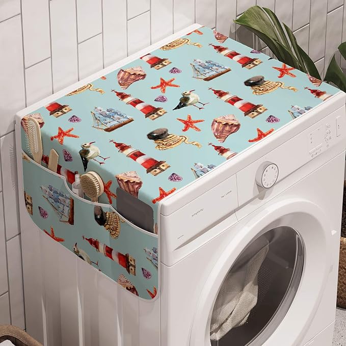 Lunarable Seagulls Washing Machine Organizer, Nautical Pattern by Lunarable