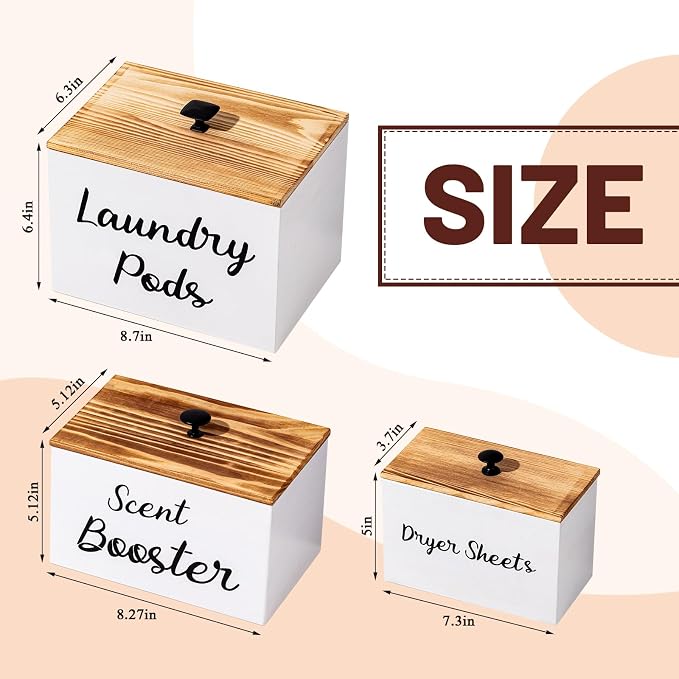 Dandat 3 Pcs Dryer Sheet Holder Laundry Pod Holder Scent Booster Container Set - Image 2