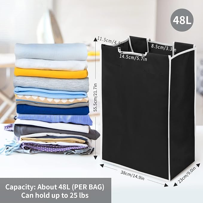 3 Bag Laundry Sorter Replacement Bags, Jhua 3 Pack Large Hamper Cart Removable - Image 2