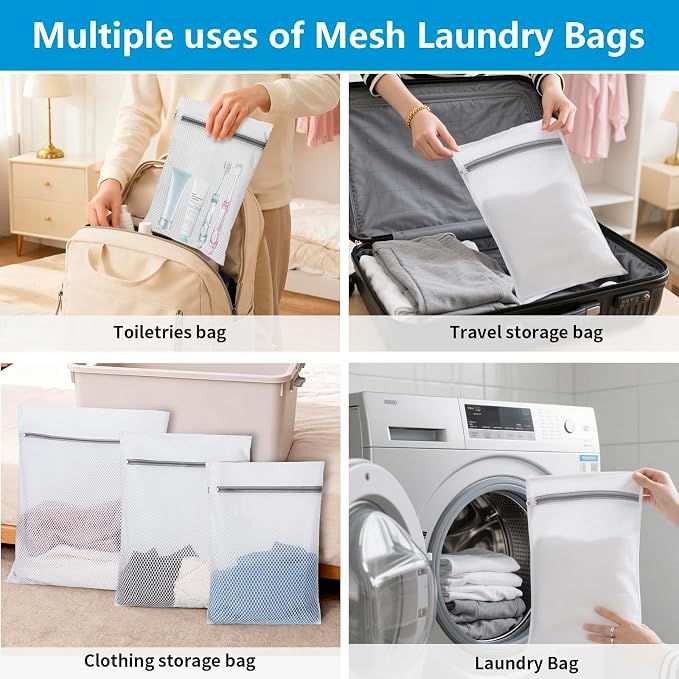 Laundry Bag Backpack with 3 Sizes Mesh Wash Bags and Shoulder Straps Foldable - Image 5