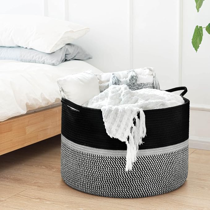 CHICVITA Extra Large Laundry Basket, Woven Rope Blanket Basket - Image 9