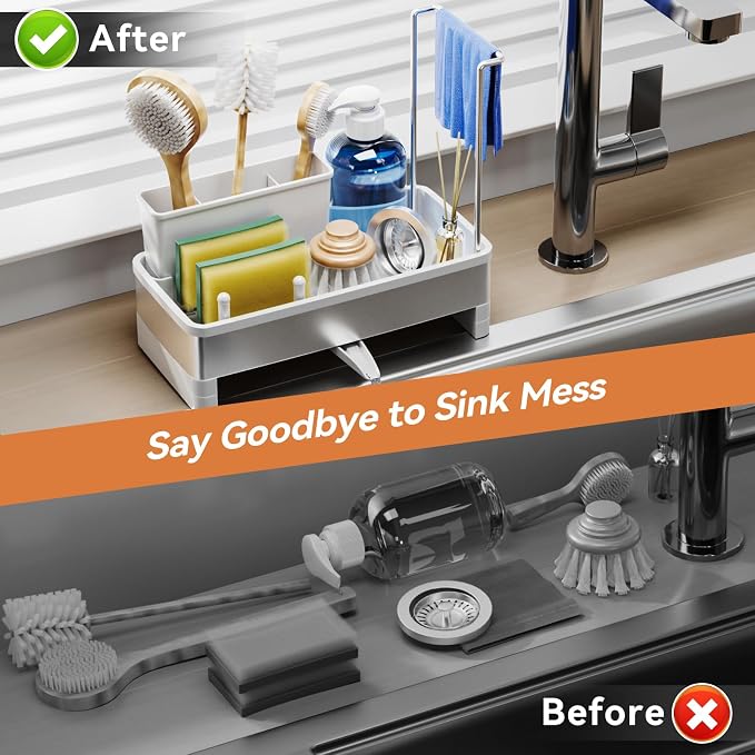 Sponge Holder for Kitchen Sink, Rustproof Stainless Steel Sink Caddy - Image 5