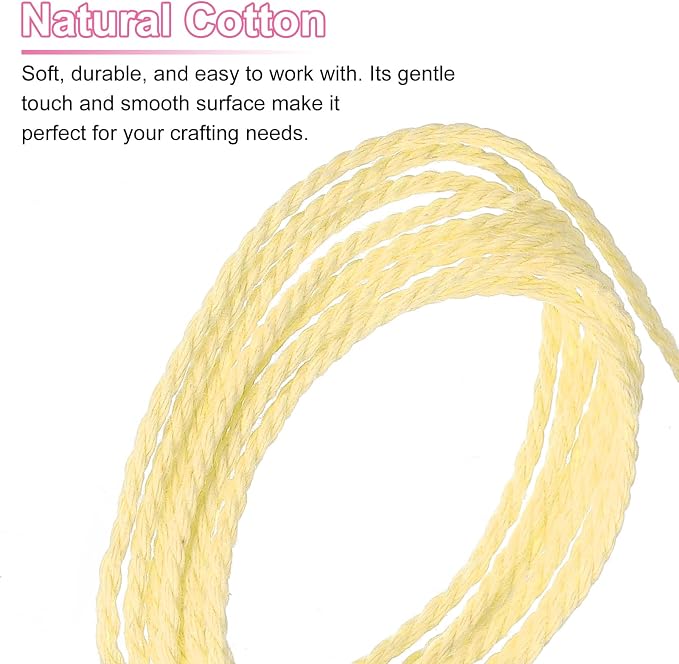 HARFINGTON Natural Macrame Cord 2mm x 220 Yards 3 Strand Twisted Cotton Macrame - Image 4
