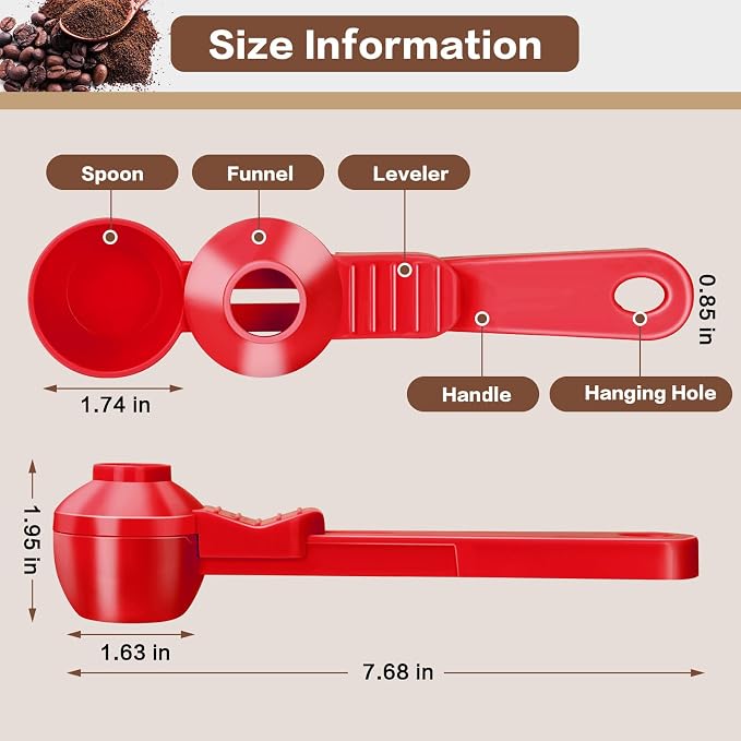 2-in-1 Coffee Scoop with Funnel, 2 Teaspoon Measuring Spoon - Image 2
