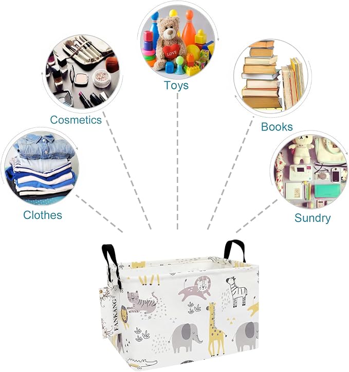 FANKANG Storage Bins, Nursery Hamper Canvas Laundry Basket Foldable - Image 8