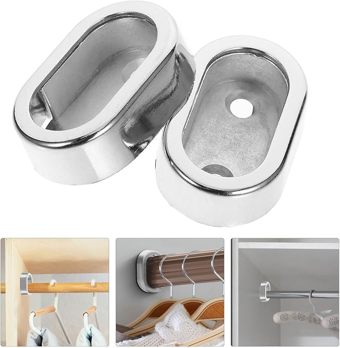Generic 2pcs Thickened Alloy Closet Rod Holders Rust-Resistant Pole Brackets - Image 5