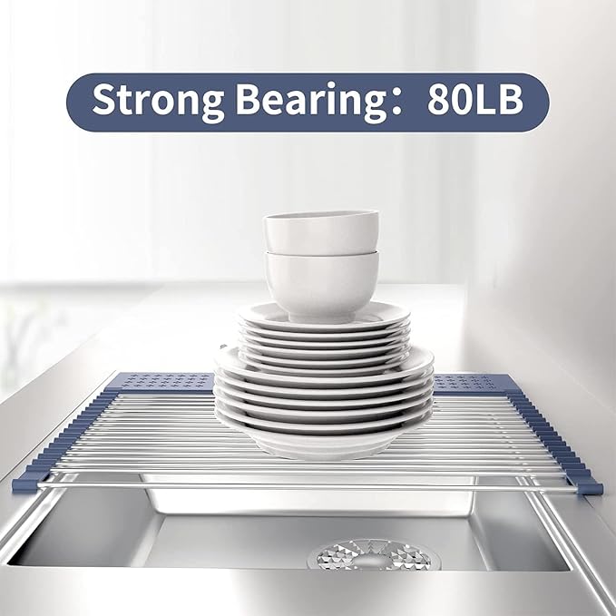 LEMIKKLE 17" x 15" Roll Up Dish Drying Rack Over The Sink Dish Drying Rack - Image 3