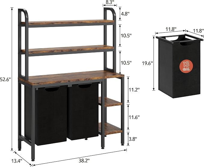3-Tier Shelves Laundry Basket Hamper, 2 Section Laundry Sorter - Image 2
