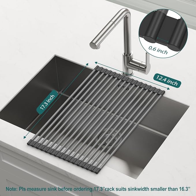 Roll Up Dish Drying Rack, Silicone Wrapped Over The Sink Multipurpose Foldable - Image 2