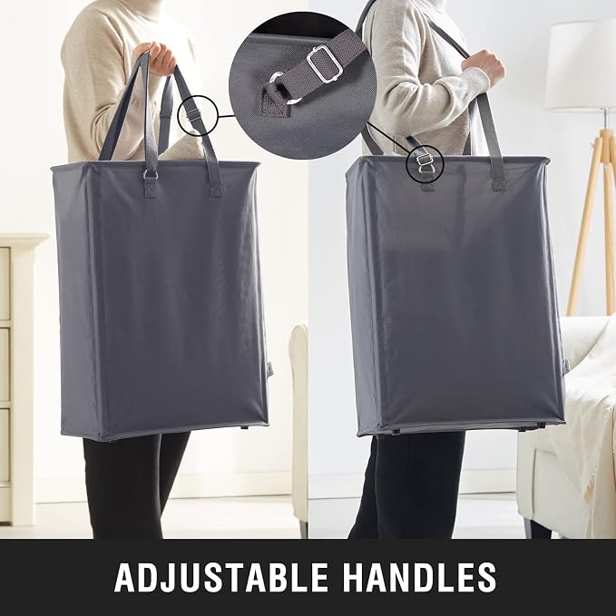 Slim Laundry Hamper with Adjustable Long Handles, 45L Small Laundry Baskets - Image 2