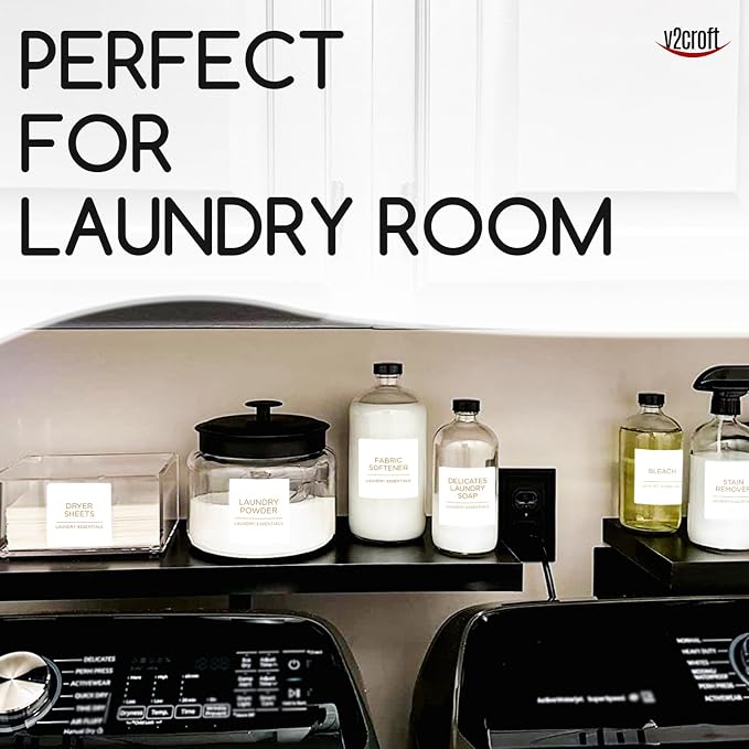 144 PCS Minimalist Laundry Room Gold Labels Set, v2croft Water Resistant - Image 5